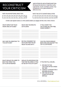 How to deal with negative feedback - writing worksheet