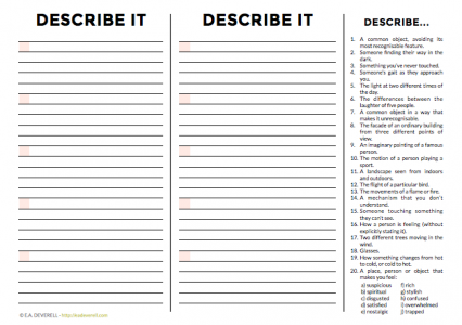 Writing - description worksheet