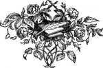 Roses, book & quill Roses, book & quill