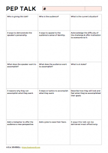 Writing a Pep Talk - NaNoWriMo Worksheet