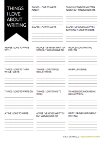 Things I Love About Writing Worksheet