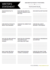 Writer's Statement Worksheet