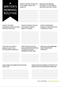 Use this writing worksheet to design a morning routine that gets you writing.