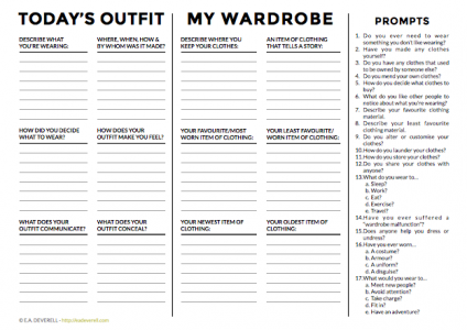 Writing worksheet - clothes