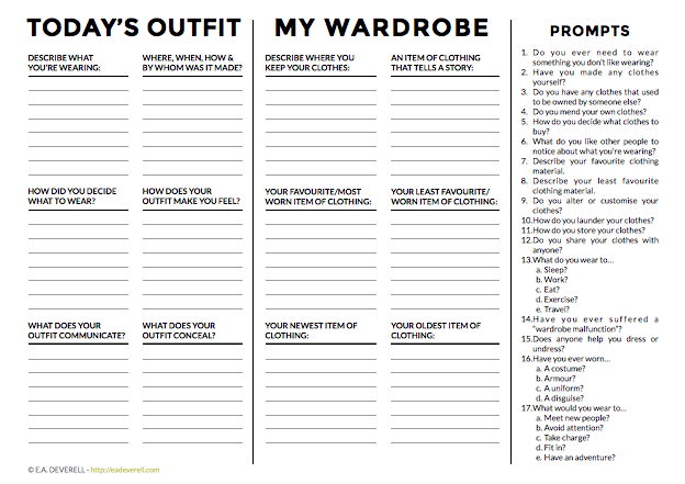 Clothes (Journal Worksheet Wednesday) - creative writing blog