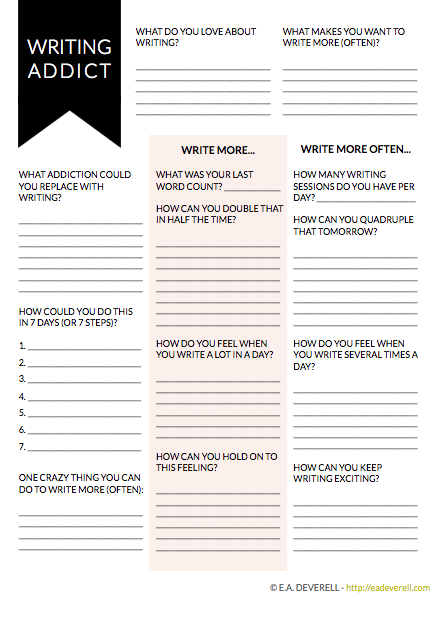 Writing Addiction (Writer Worksheet Wednesday) | creative writing blog