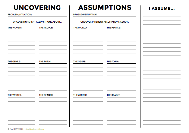 Writing worksheet - Uncovering Assumptions