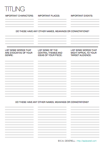 novel writing worksheets