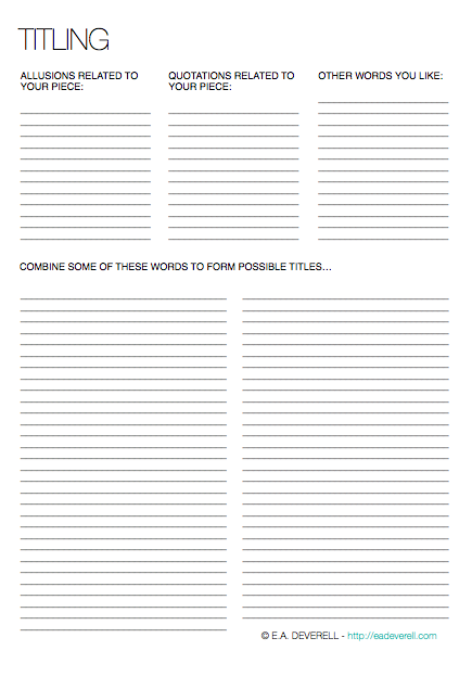 Creative Writing Worksheet