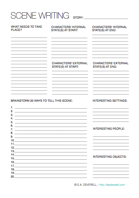 write a scene writing worksheet wednesday