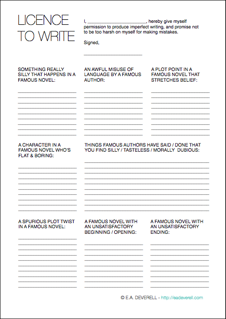 licence to write writing worksheet wednesday